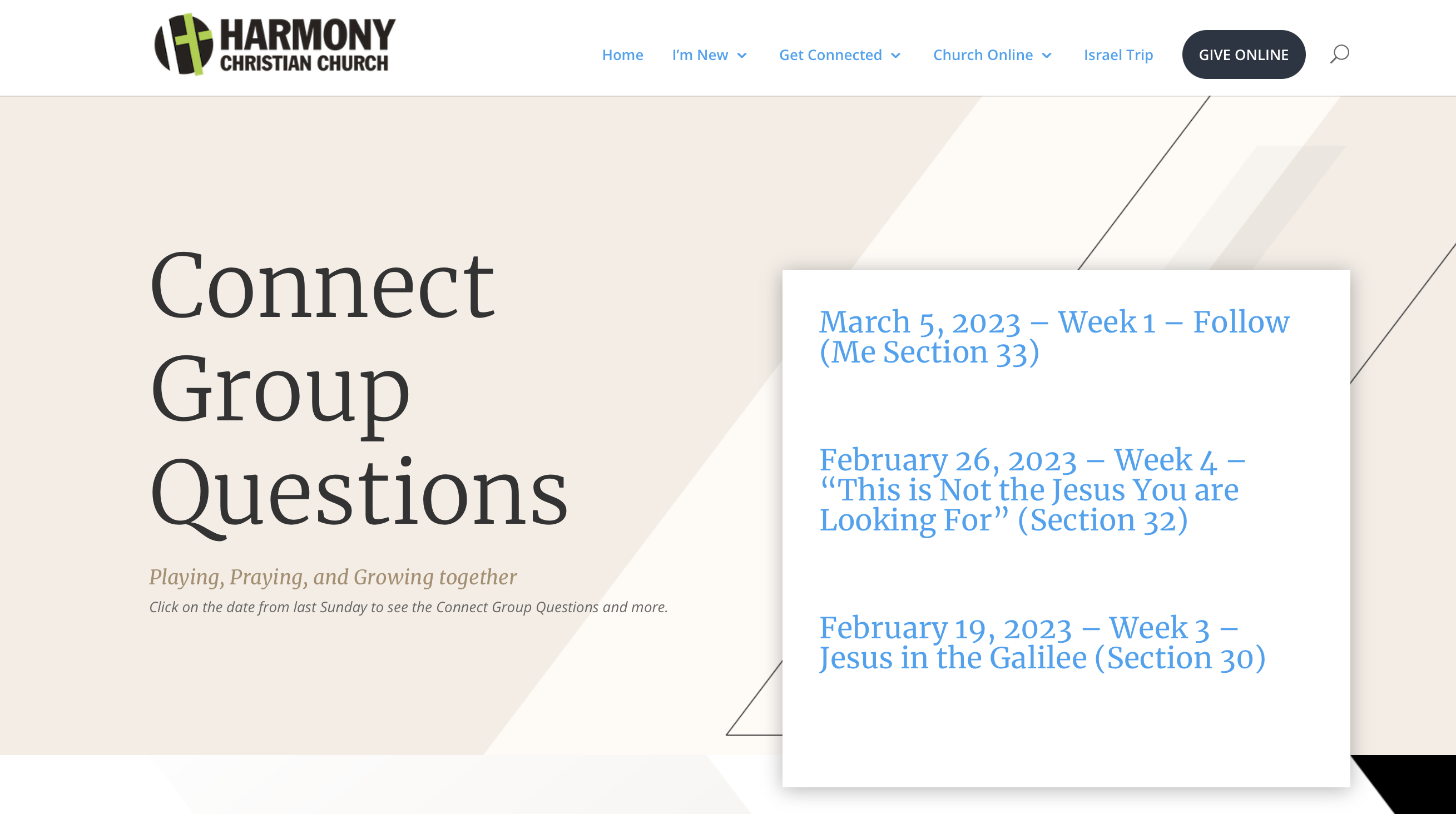 Connect Group Questions - Harmony Christian Church